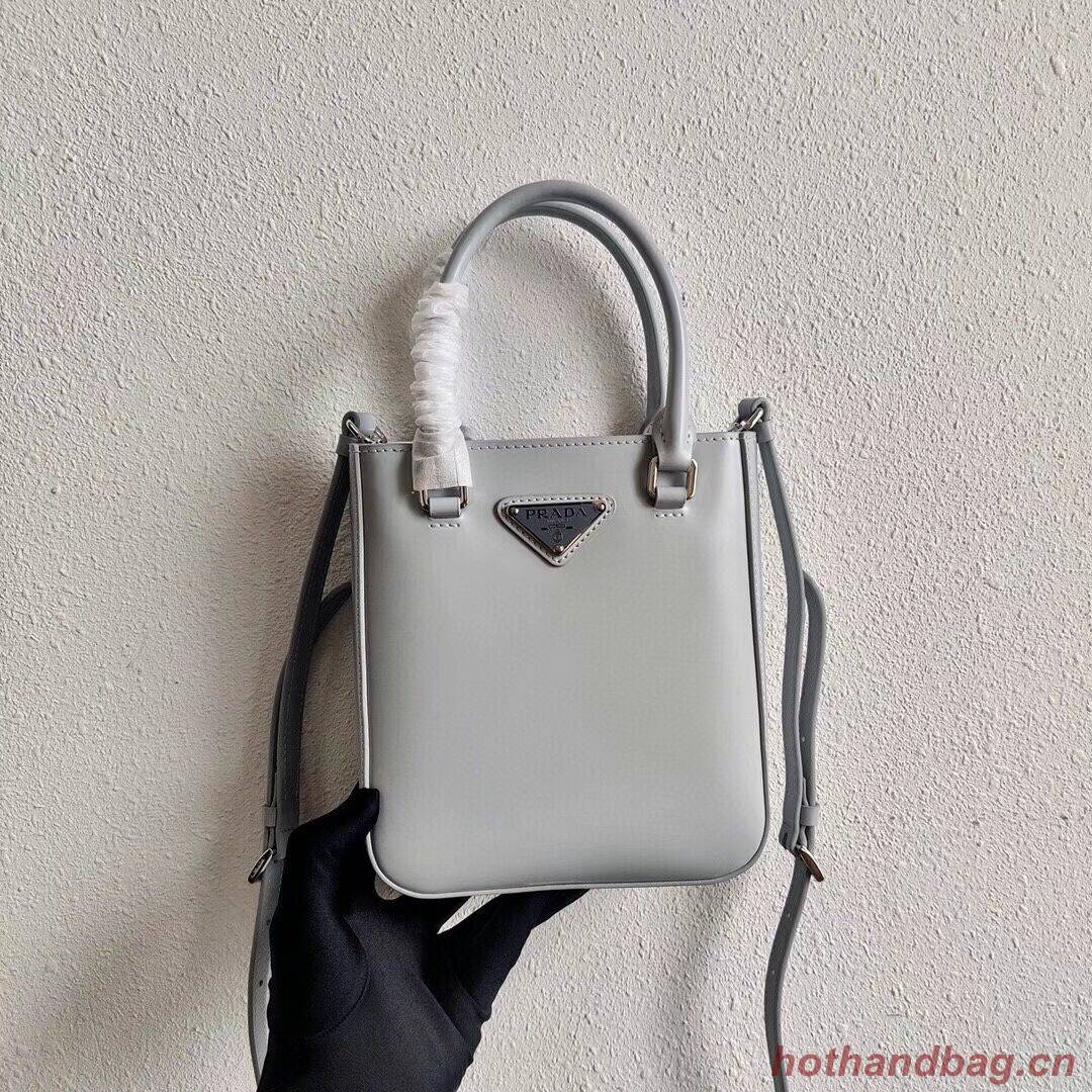 Prada Small brushed leather tote 1AD331 light grey