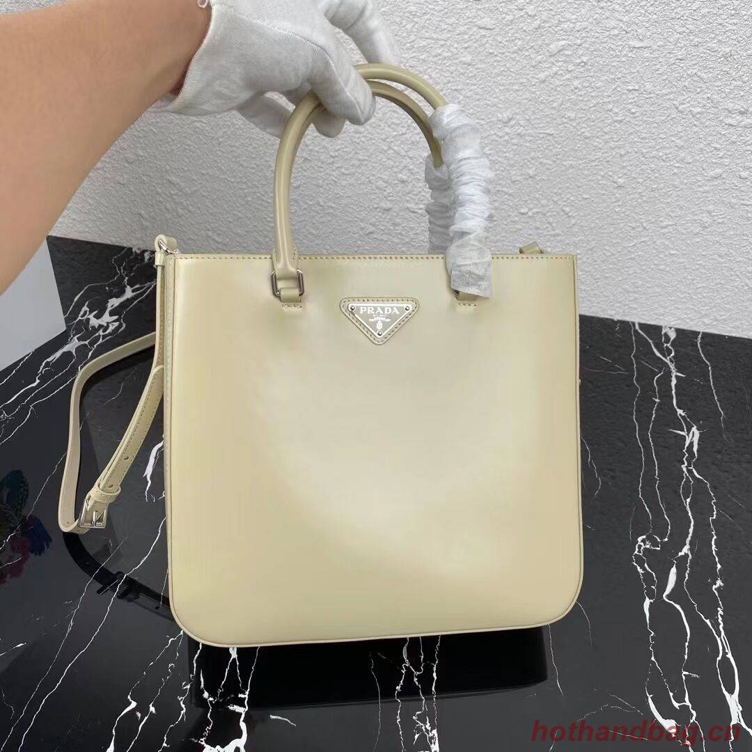 Prada brushed leather tote 1BA330 Biscuits