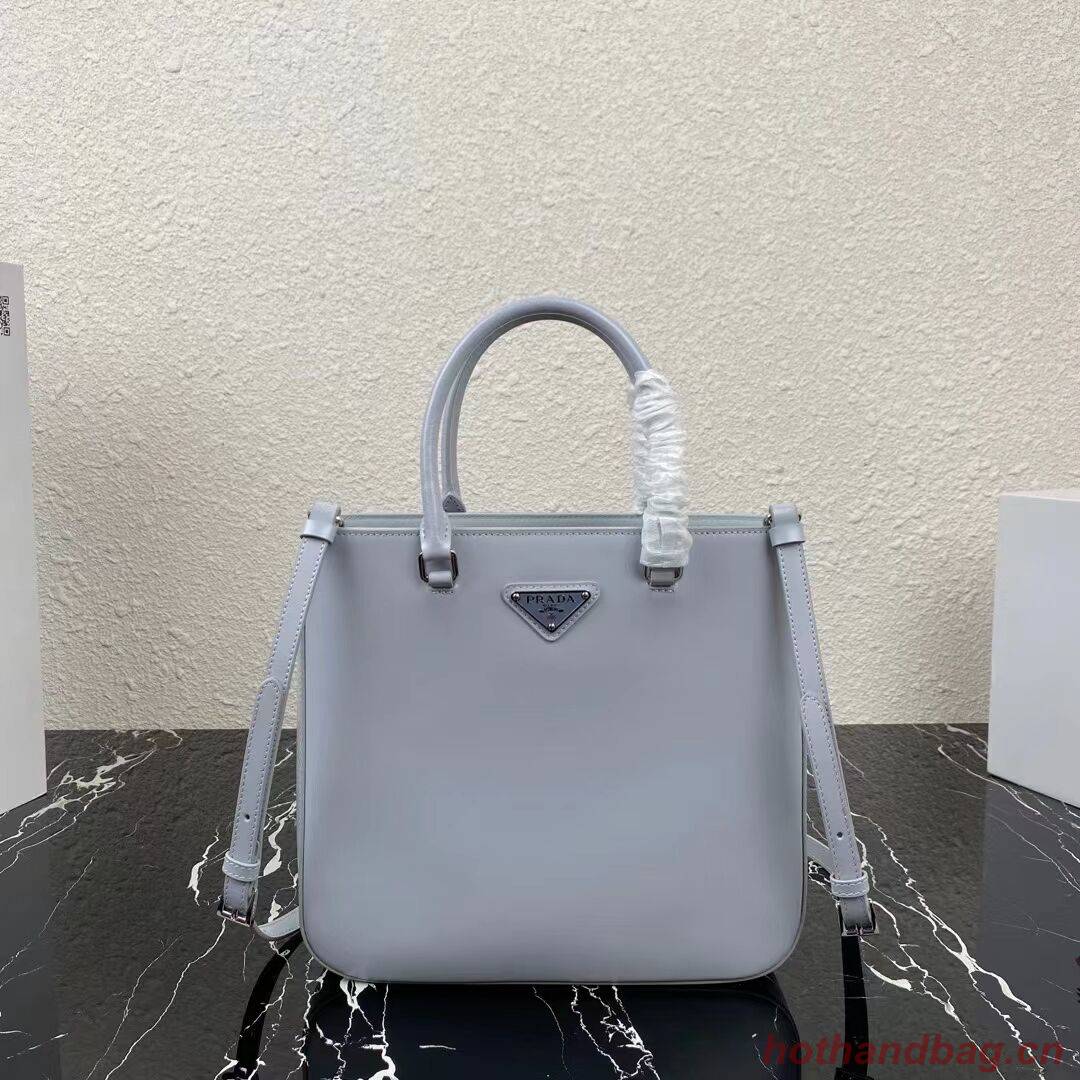 Prada brushed leather tote 1BA330 light grey