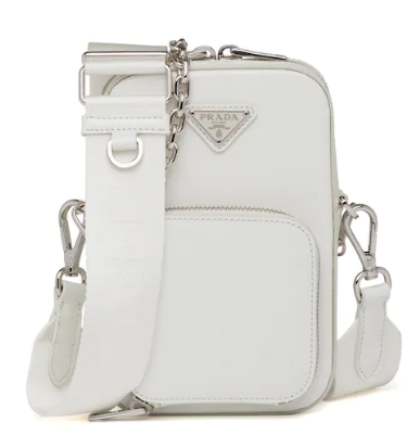 Prada Brushed leather shoulder bag 1BH183 white