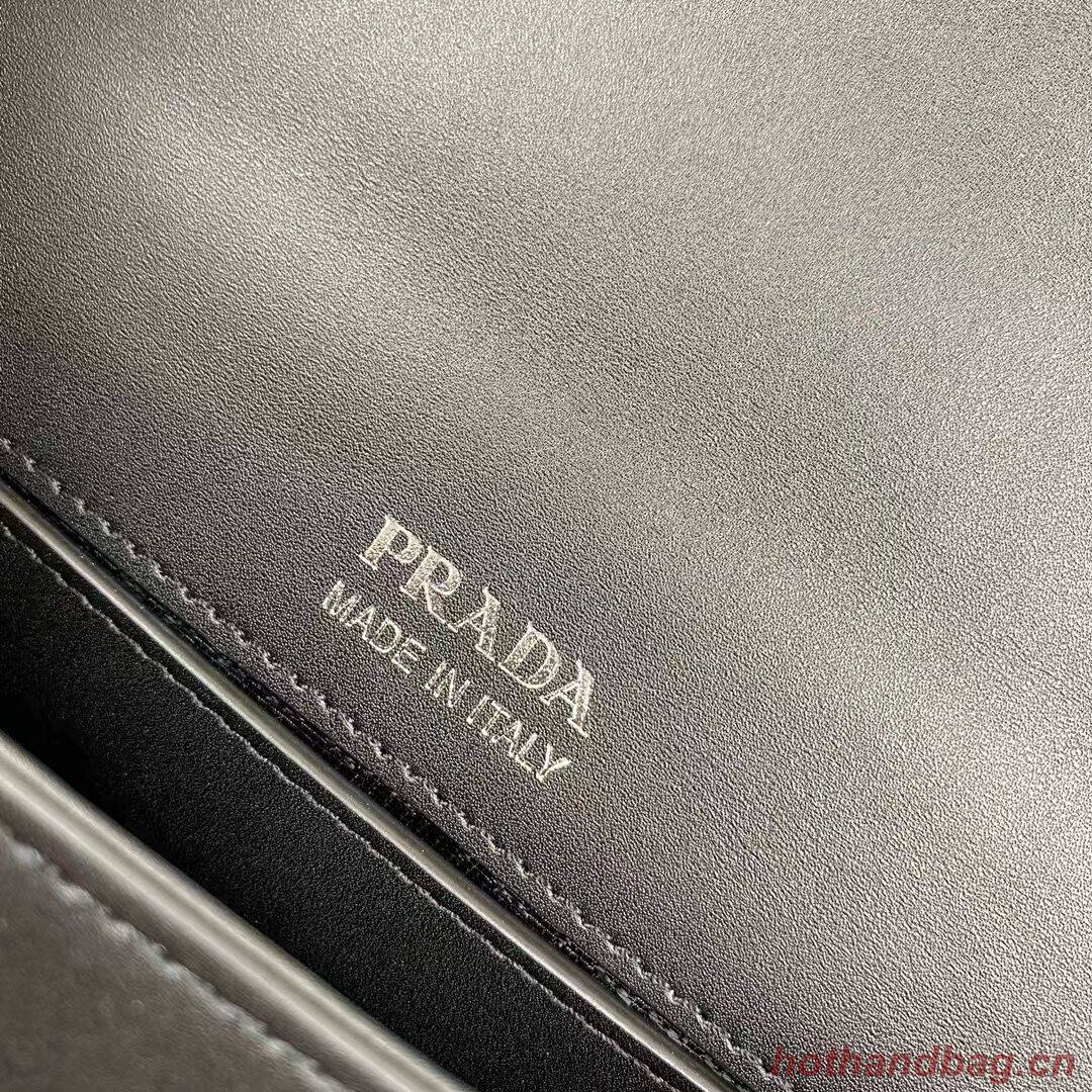 Prada Small brushed leather shoulder bag 1BA263 black