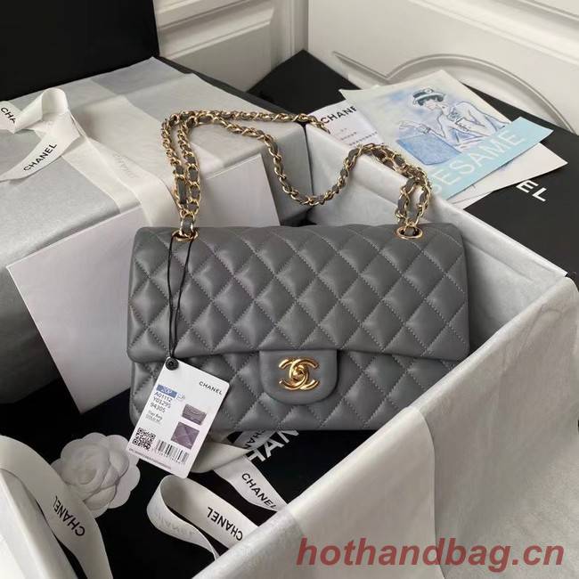 chanel classic handbag Lambskin & gold Metal A01112 dark grey