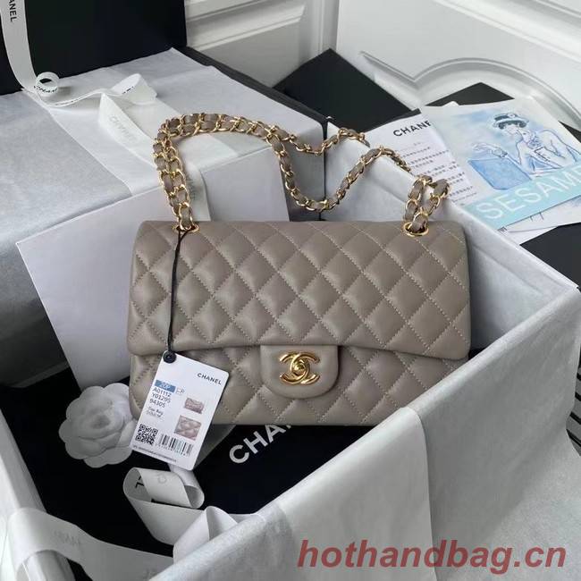 chanel classic handbag Lambskin & gold Metal A01112 grey