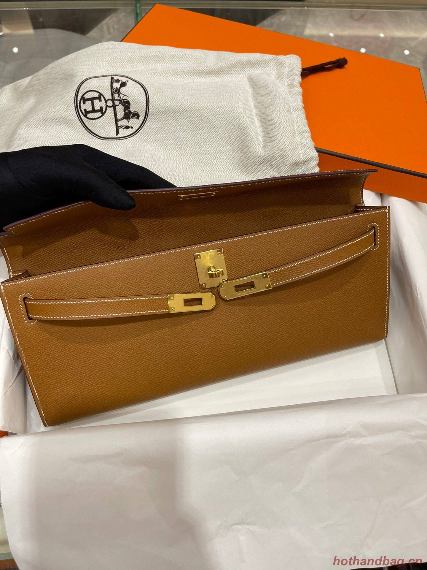 Hermes Kelly 31cm Clutch Original Epsom Leather KL31 Brown