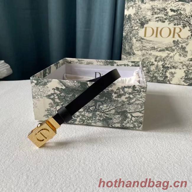 DIOR Leather 17MM Belt B0118UM black gold Buckle