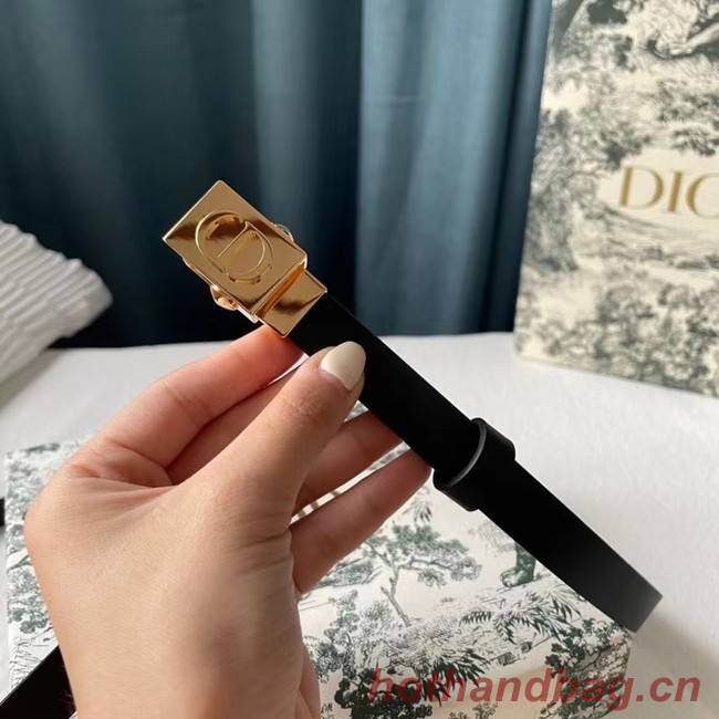 DIOR Leather 17MM Belt B0118UM black gold Buckle