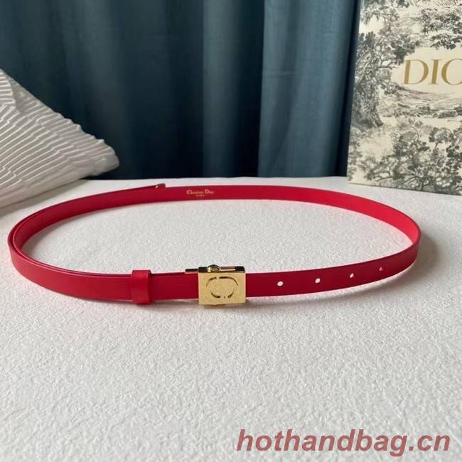 DIOR Leather 17MM Belt B0118UM red gold Buckle