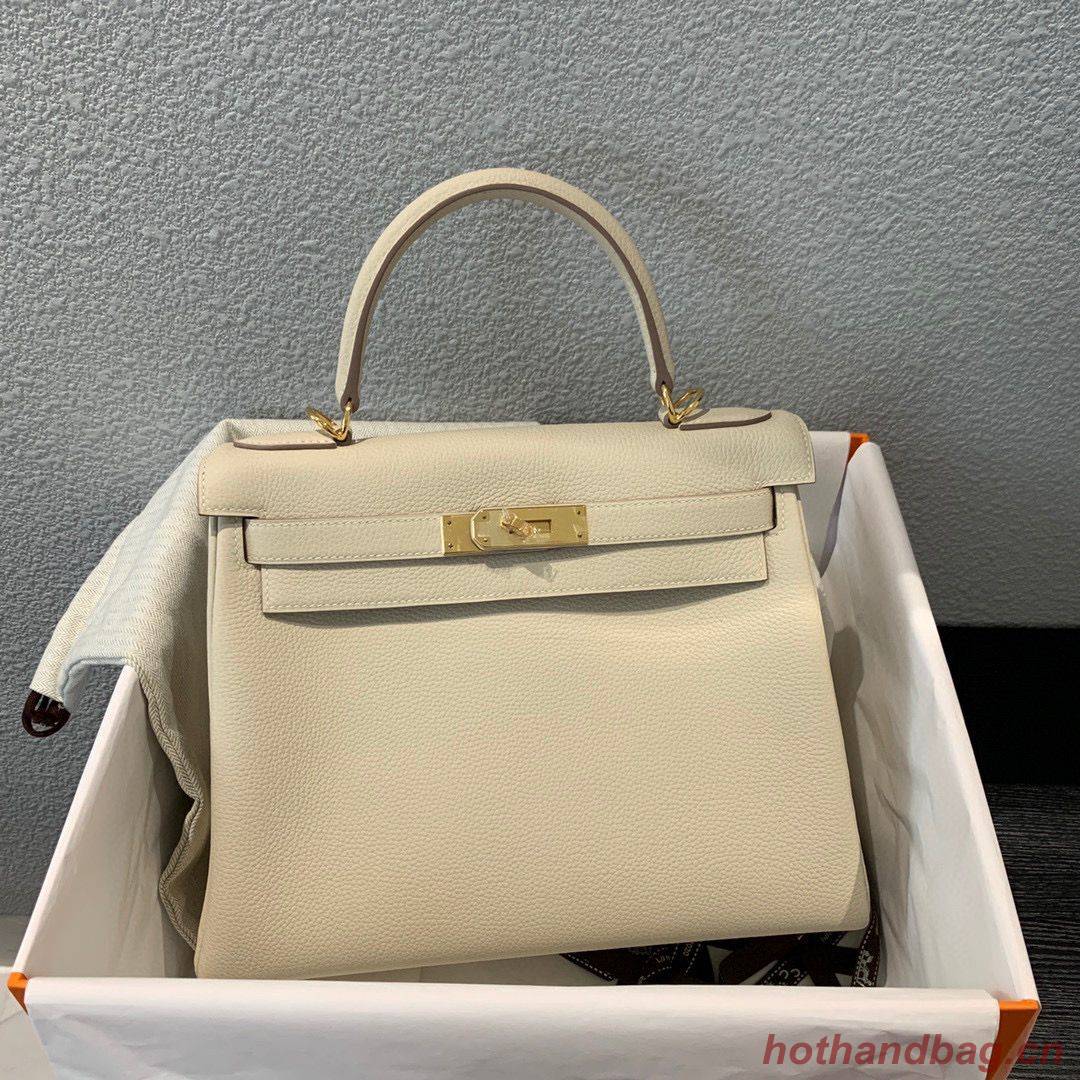 Hermes Kelly 28cm Shoulder Bags Togo Leather KL28 Cream