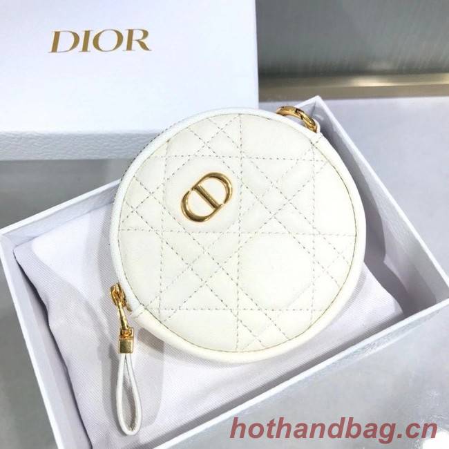 DETACHABLE DIOR CARO ROUND COIN PURSE S5035U white