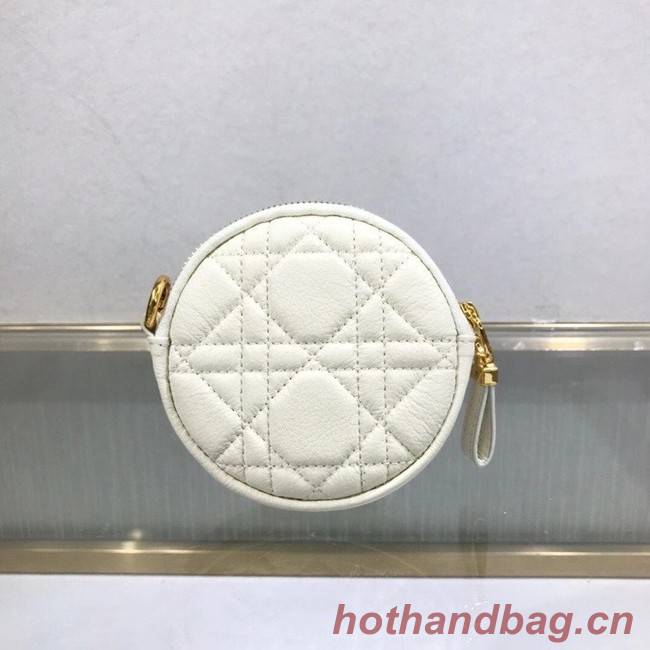 DETACHABLE DIOR CARO ROUND COIN PURSE S5035U white