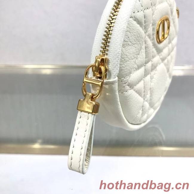 DETACHABLE DIOR CARO ROUND COIN PURSE S5035U white