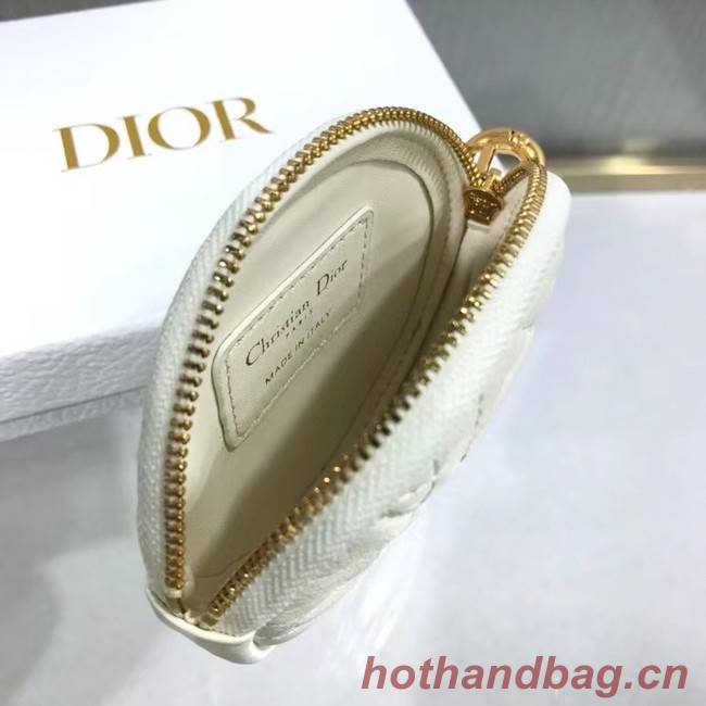 DETACHABLE DIOR CARO ROUND COIN PURSE S5035U white