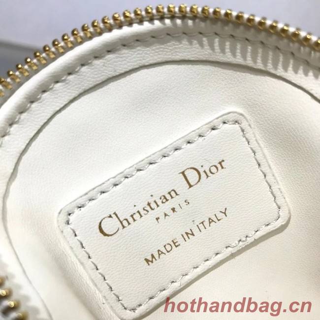 DETACHABLE DIOR CARO ROUND COIN PURSE S5035U white