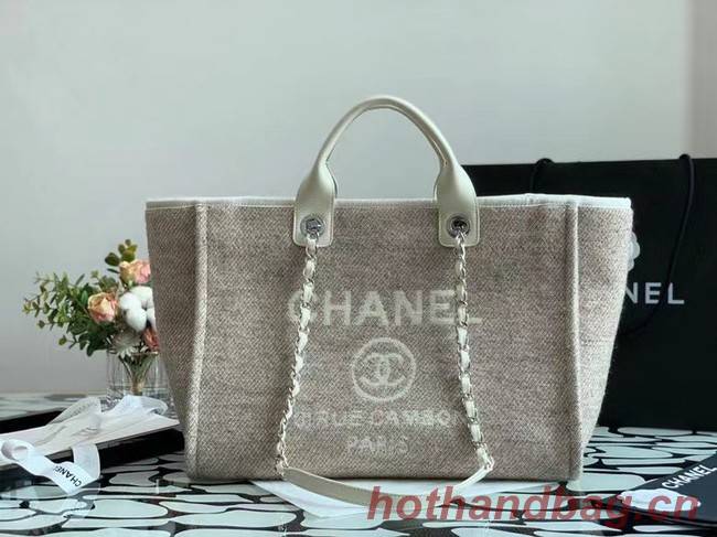 Chanel Canvas Tote Shopping Bag B66941 Cream