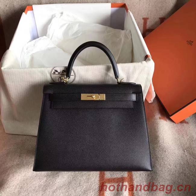 Hermes Kelly 25cm Tote Bag Original Epsom Leather Bag KL25 Black