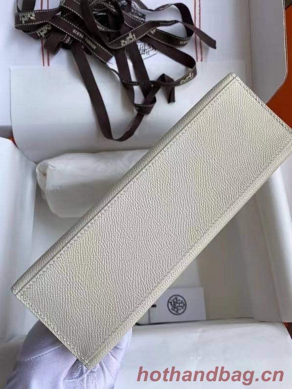 Hermes Original Epsom Leather KEL2278 Chalk&Silver-Tone Metal