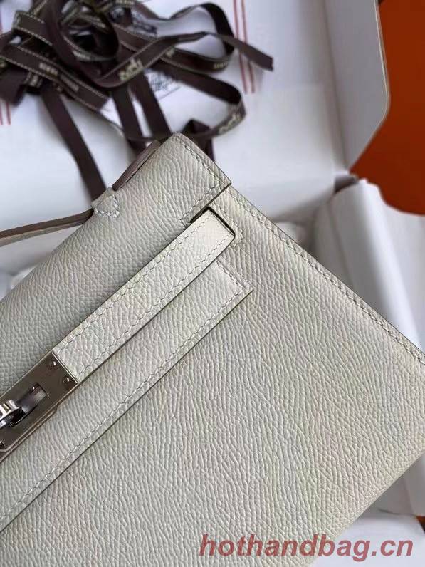 Hermes Original Epsom Leather KEL2278 Chalk&Silver-Tone Metal