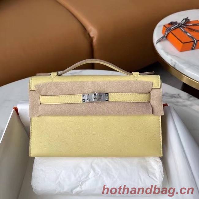 Hermes Original Epsom Leather KEL2278 Pearl White&Silver-Tone Metal