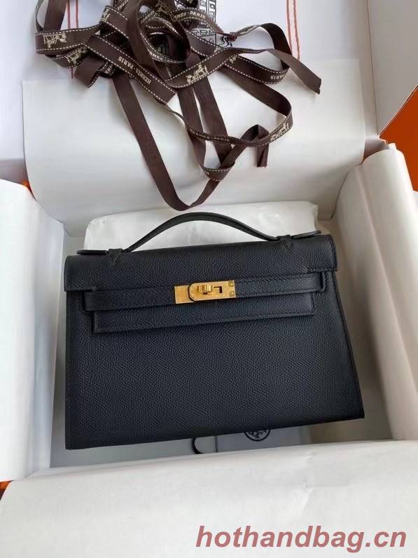 Hermes Original Epsom Leather KEL2278 black&gold-Tone Metal