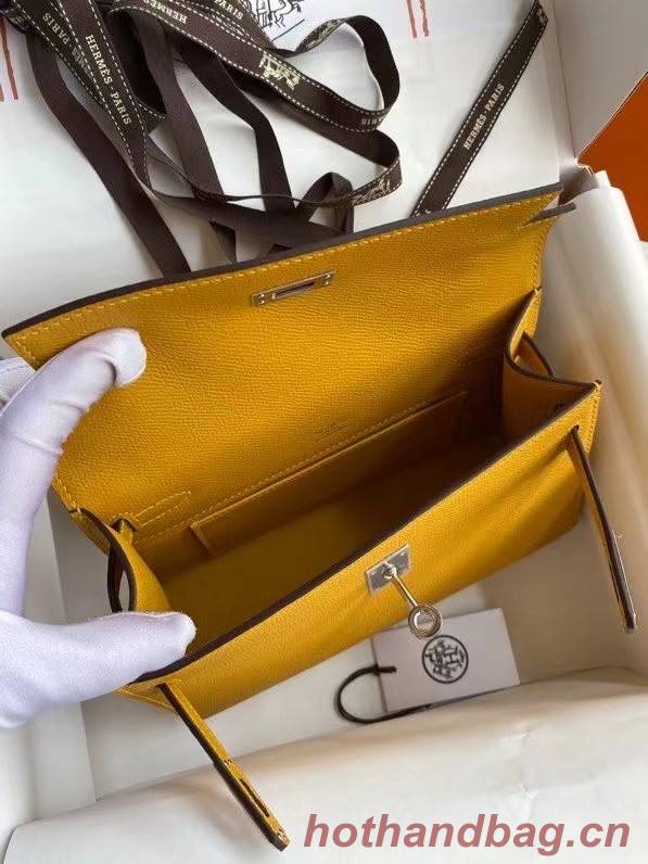 Hermes Original Epsom Leather KEL2278 yellow&Silver-Tone Metal