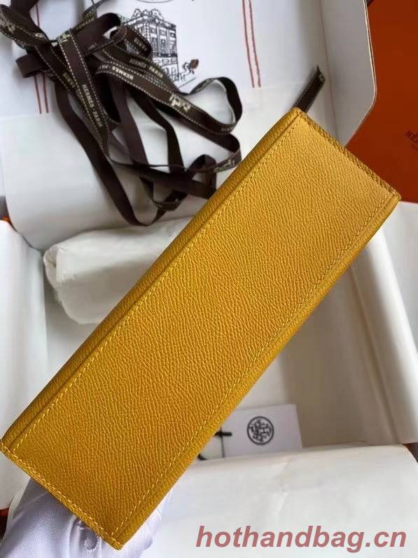 Hermes Original Epsom Leather KEL2278 yellow&Silver-Tone Metal