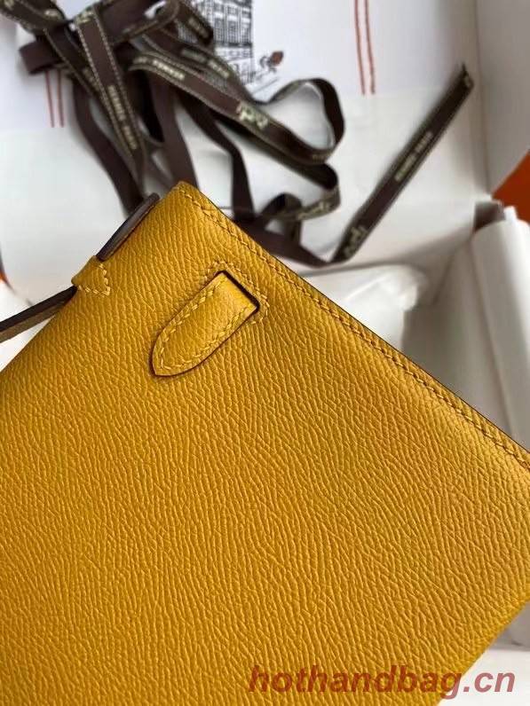 Hermes Original Epsom Leather KEL2278 yellow&Silver-Tone Metal