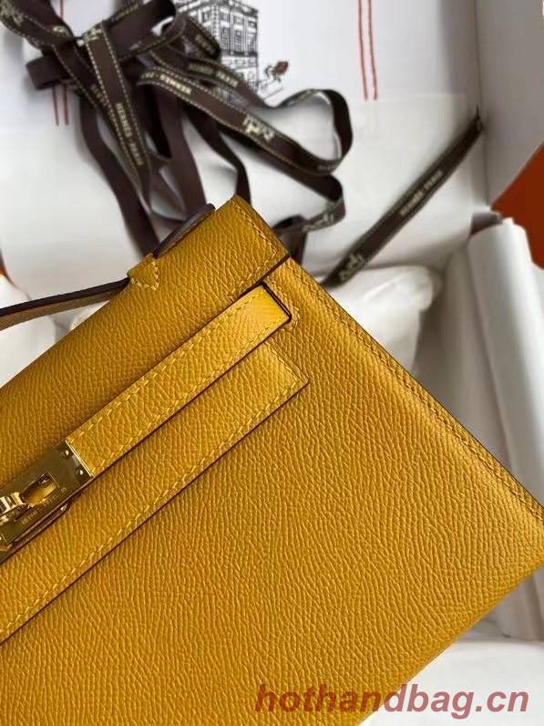 Hermes Original Epsom Leather KEL2278 yellow&gold-Tone Metal