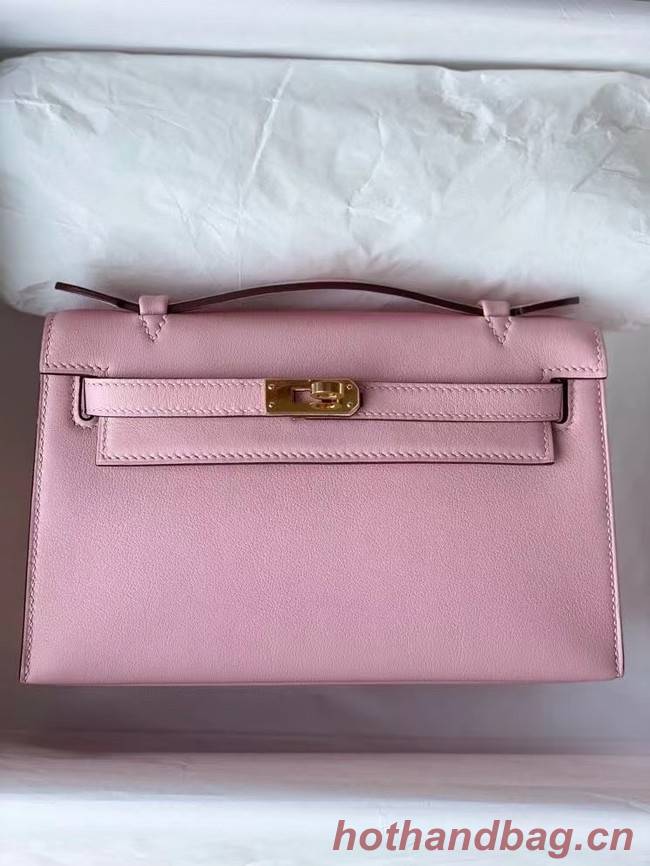 Hermes Original swift Leather KEL2278 pink&gold-Tone Metal