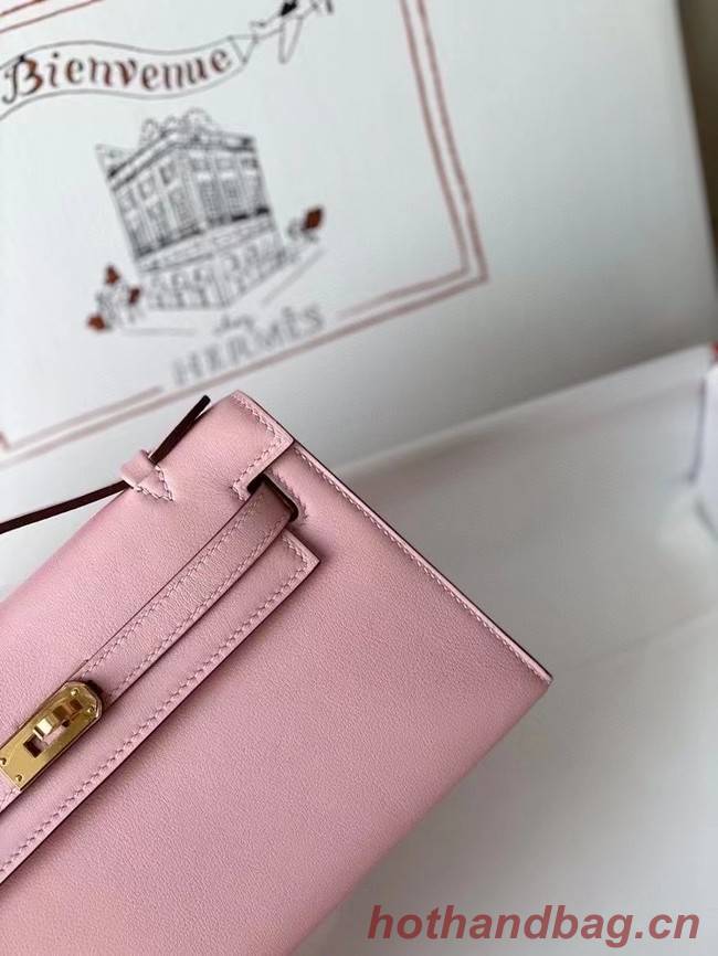 Hermes Original swift Leather KEL2278 pink&gold-Tone Metal