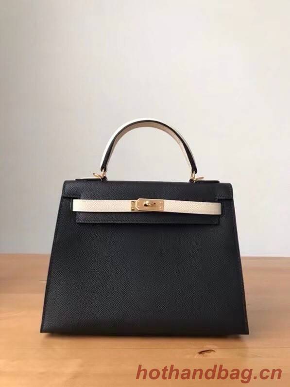 Hermes Original Epsom Leather KEL2578 black&cream