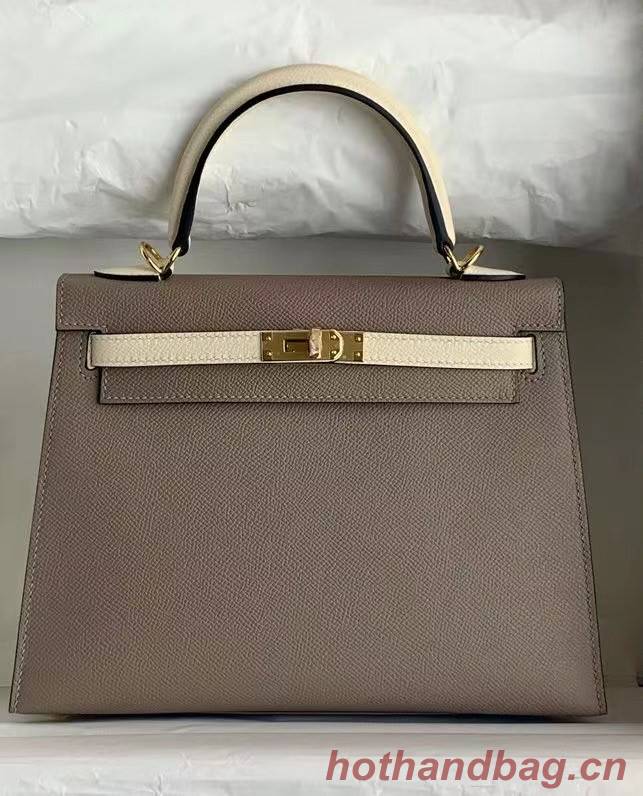 Hermes Original Epsom Leather KEL2578 grey&cream