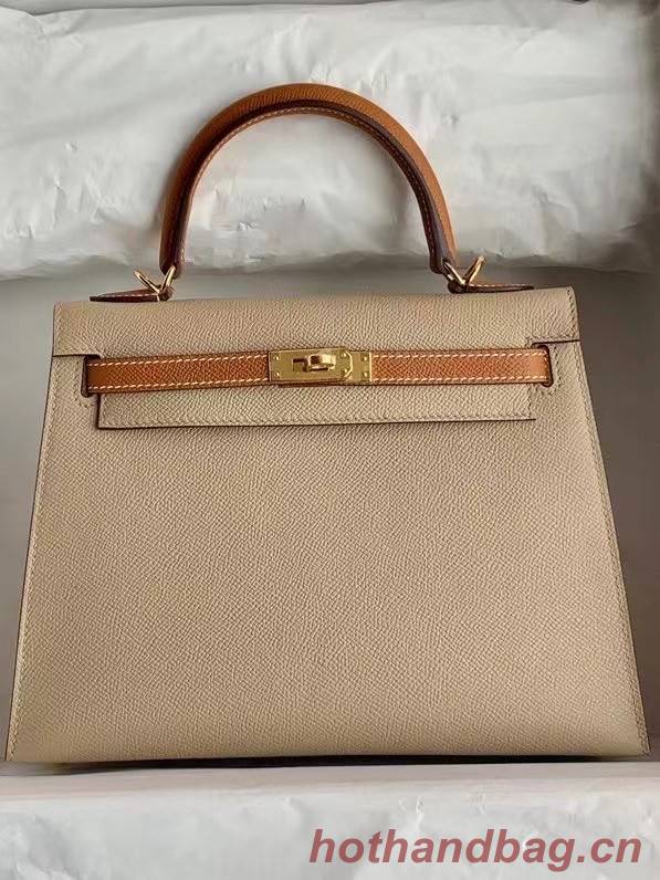 Hermes Original Epsom Leather KEL2578 light grey&brown