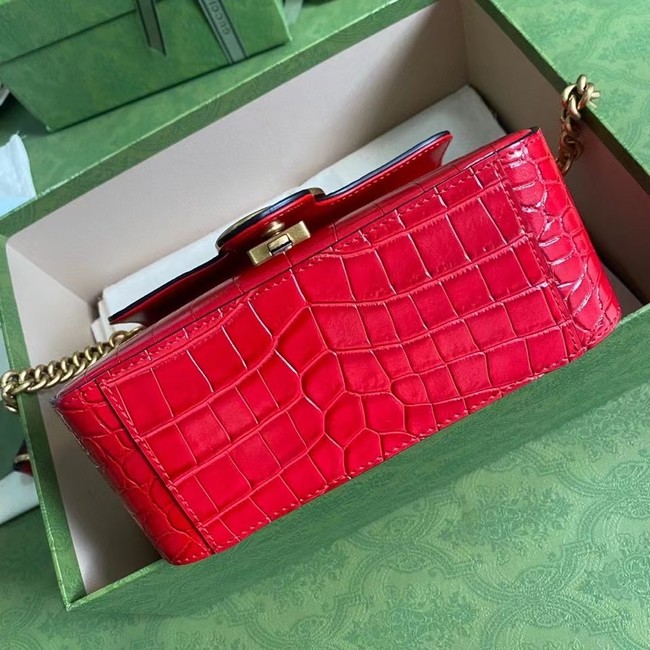 Gucci GG Marmont crocodile mini top handle bag 547260 red