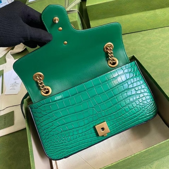 Gucci GG Marmont crocodile small shoulder bag 443497 green