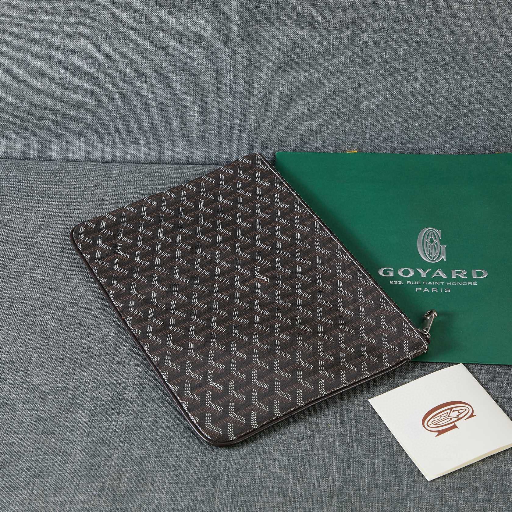 Goyard Y Doodling Calfskin Leather Clutch bag 5987 Gray