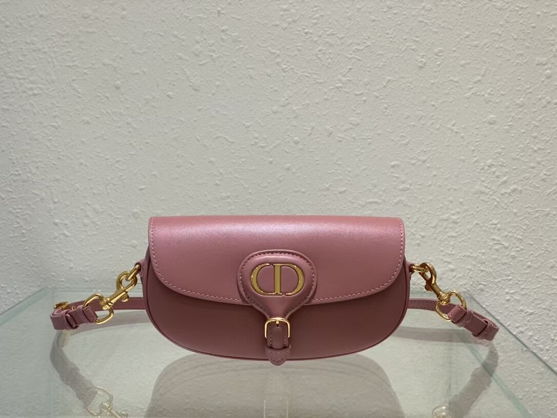 MEDIUM DIOR BOBBY BAG Warm Taupe Box Calfskin M9327 pink