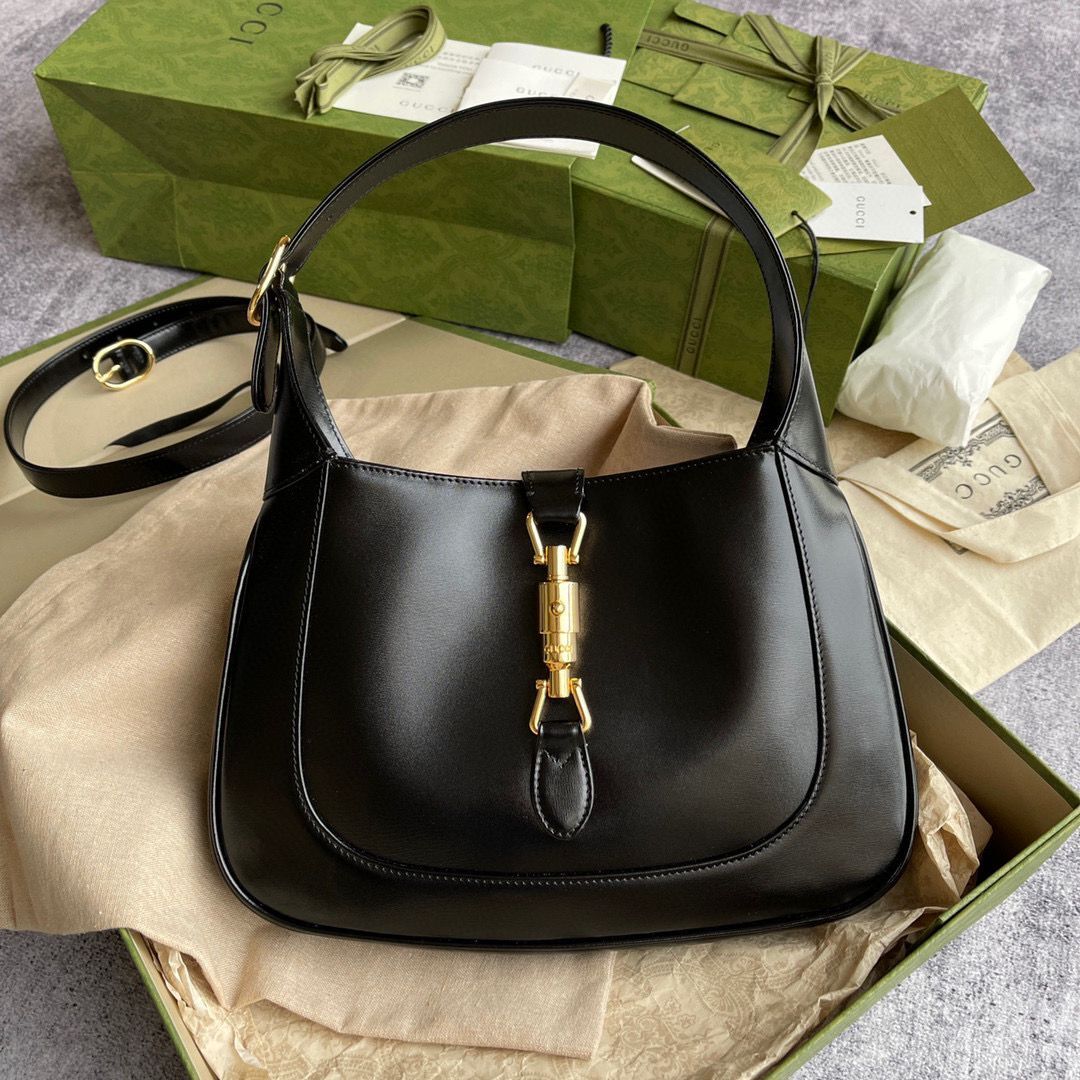 Gucci Vintage Jackie 1961 Original Leather Hobo Bag 636709 Black