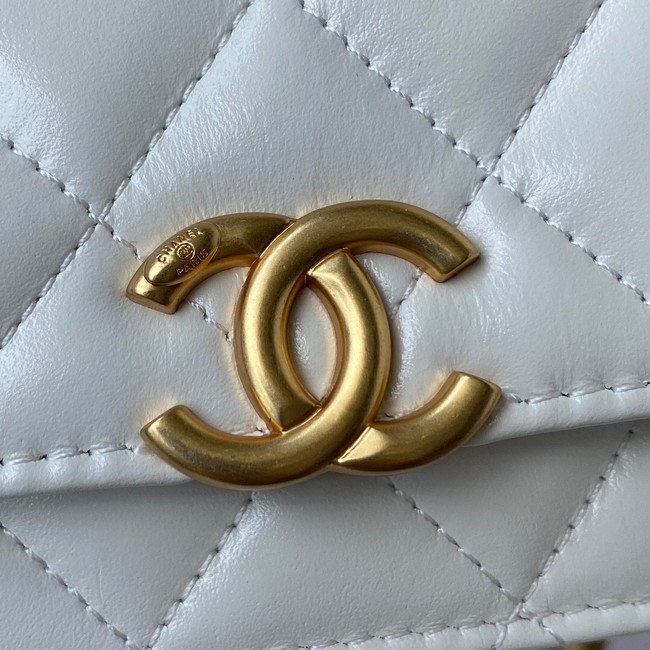 CHANEL Lambskin Flap Shoulder Bag AP2289 white