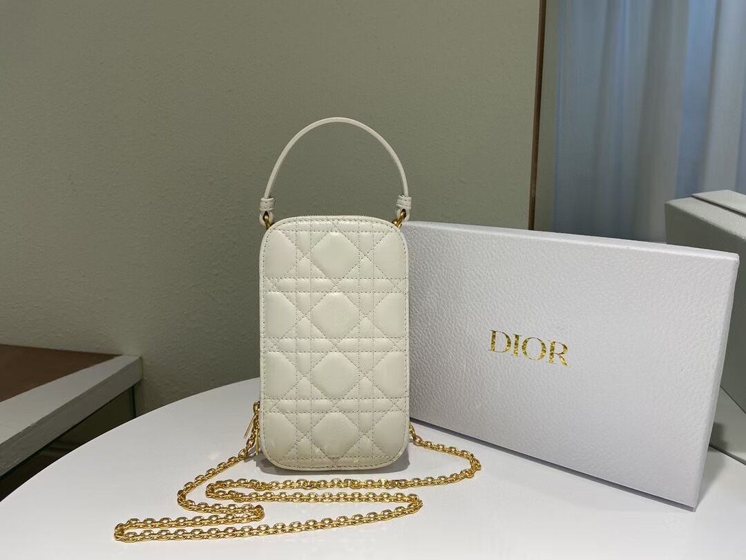 DIOR MINI BOBBY BAG Gradient Cannage Lambskin C0955 white