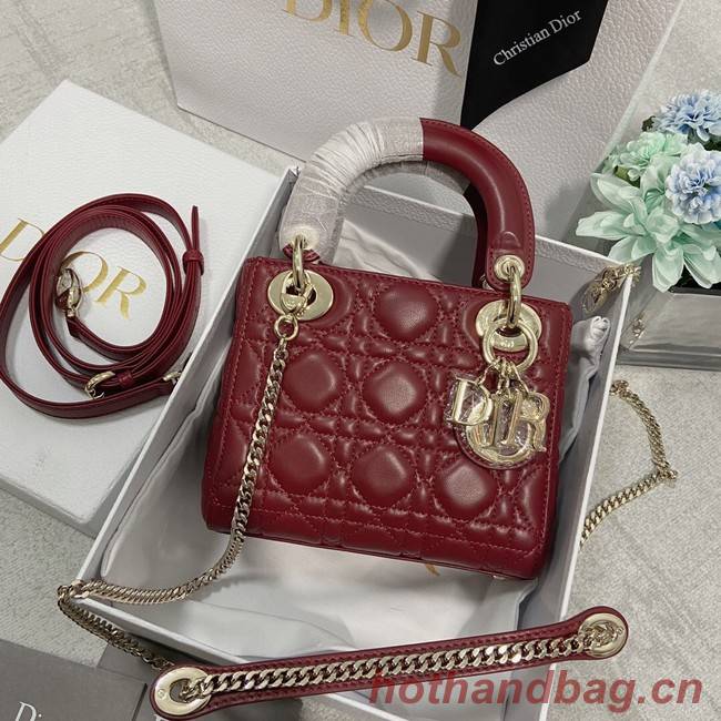 MINI LADY DIOR BAG Lambskin M0566OW Wine&gold