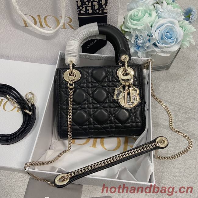 MINI LADY DIOR BAG Lambskin M0566OW black&gold