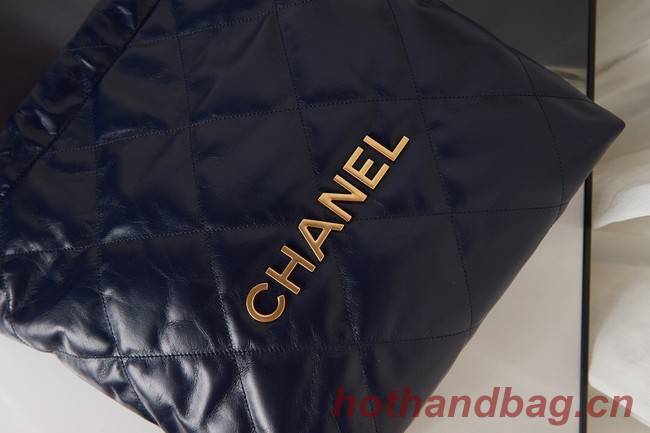 Chanel SHOPPING BAG Calfskin & Gold-Tone Meta AS3261 royal blue