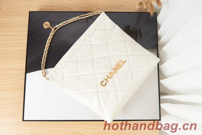 Chanel SHOPPING BAG Calfskin & Gold-Tone Meta AS3261 white