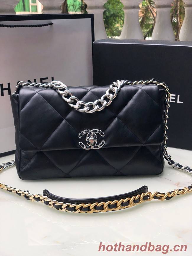 CHANEL Lambskin 19 Flap Bag AS1161 black