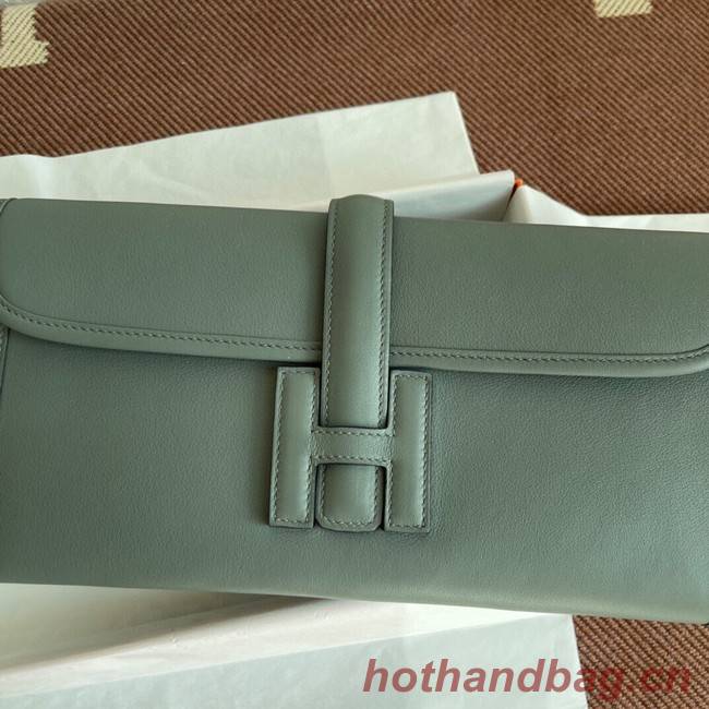 Hermes Original jige swift Leather Clutch 37088 Almond green