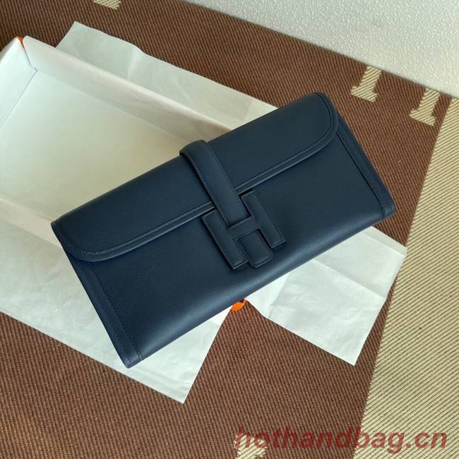 Hermes Original jige swift Leather Clutch 37088 Sapphire blue