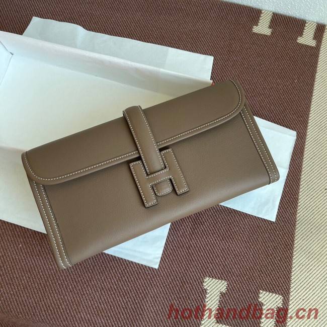 Hermes Original jige swift Leather Clutch 37088 dark gray