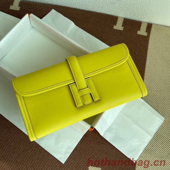 Hermes Original jige swift Leather Clutch 37088 lemon