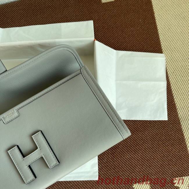 Hermes Original jige swift Leather Clutch 37088 light gray