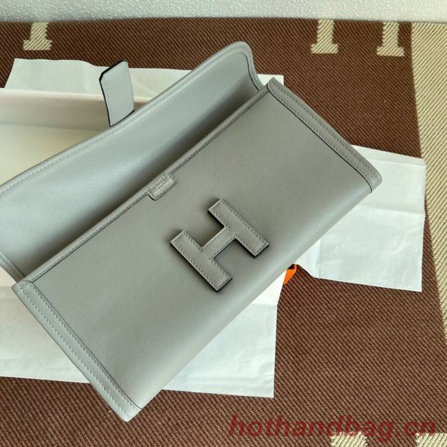 Hermes Original jige swift Leather Clutch 37088 light gray